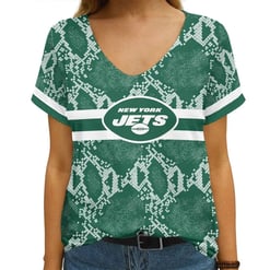 New York Jets V-neck Women T-shirt