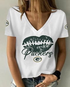 Green Bay Packers Summer V-neck Women T-shirt BG206