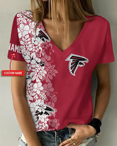 Atlanta Falcons Personalized V-neck Women T-shirt