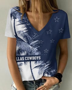 Dallas Cowboys Personalized V-neck Women T-shirt AGCWTS175