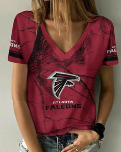 Atlanta Falcons Summer V-neck Women T-shirt 163