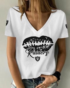 Las Vegas Raiders Summer V-neck Women T-shirt BG207