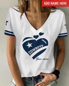 Dallas Cowboys Personalized Summer V-neck Women T-shirt BG337