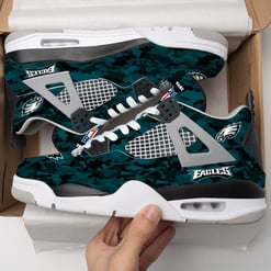 Philadelphia Eagles Camo Personalized AJ4 Sneaker BG70