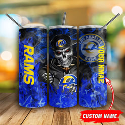 Los Angeles Rams Personalized Glitter Tumbler With Stainless Steel Straw BG84