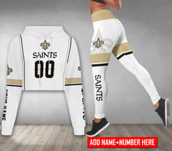 New Orleans Saints Personalized Combo Croptop Hoodie And Leggings BGLG385+BG2CHD385