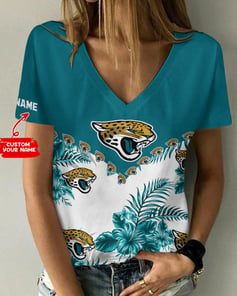 Jacksonville Jaguars Personalized V-neck Women T-shirt BG606