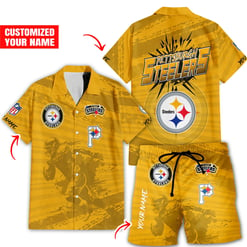 Pittsburgh Steelers Combo Hawaiian Shirt and Shorts HSAS0006