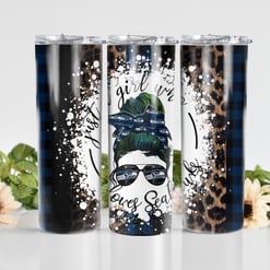 Seattle Seahawks Glitter Tumbler With Stainless Steel Straw BG02