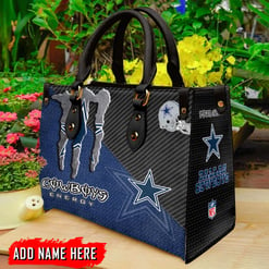 Dallas Cowboys Personalized Leather Hand Bag BBLTHB719