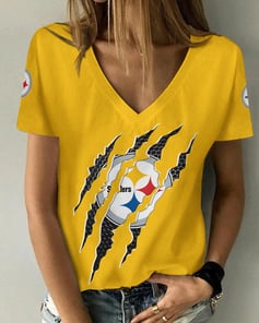 Pittsburgh Steelers Summer V-neck Women T-shirt BG236