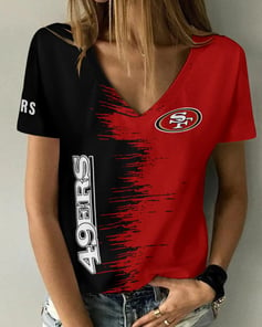 San Francisco 49ers Summer V-neck Women T-shirt BG01