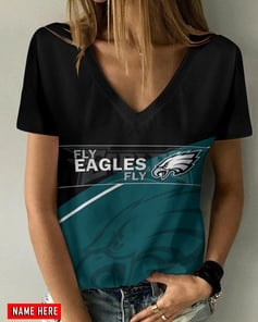 Philadelphia Eagles Personalized Summer V-neck Women T-shirt BG380