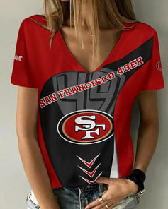 San Francisco 49ers Personalized V-neck Women T-shirt AGCWTS127