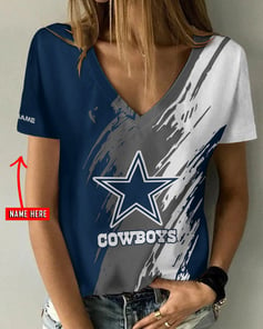 Dallas Cowboys Personalized V-neck Women T-shirt BG660