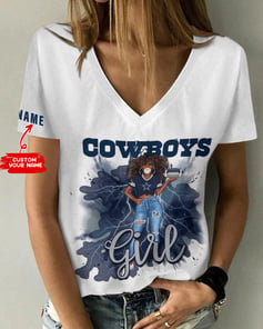 Dallas Cowboys Personalized Summer V-neck Women T-shirt BG290