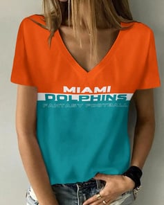 Miami Dolphins V-neck Women T-shirt BG857