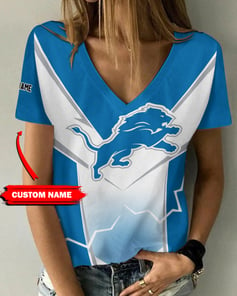 Detroit Lions Personalized V-neck Women T-shirt AGC58